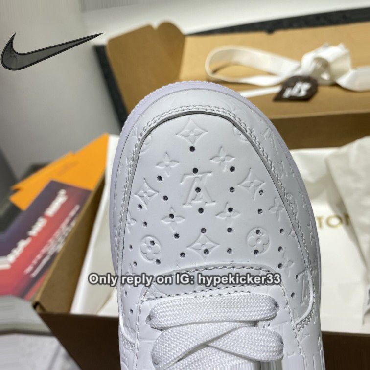 LOUIS VUITTON NIKE AIR FORCE 1 LOW WHITE BLACK NEW SNEAKERS SHOES SIZE 9.5  43 A2 for Sale in Miami, FL - OfferUp