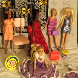 Barbie Doll, Handmade Crochet Dress, Kids Jewelry 