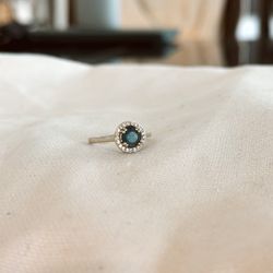 14K White Gold London Blue Topaz & Diamond Halo Ring