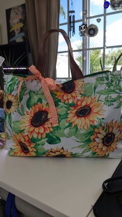 Handmade Sunflower tote Bag With Snap Closure