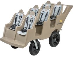 Angeles Bye Bye Buggy 6 Passenger Stroller, Sturdy Daycare Stroller with Fat Tires, Easy-to-Fasten Safety Buckles, Parking Brake, & 360 Pivoting Wheel