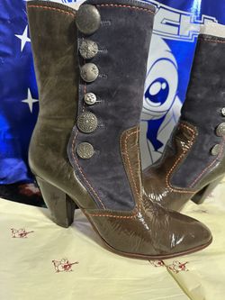 TRUE RELIGION WOMEN BOOTS STYLE HILDA BROWN/BLUE SIZE M 9.5 