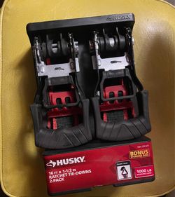 NEW Husky ratchet straps - 16ft x 1-1/2in - 2 pack