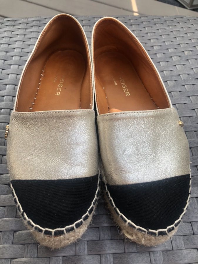 Espadrille flatform leather shoes