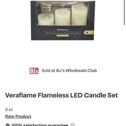3 pack Veraflame Vanilla-Scented Moving Flame LED Candle Set