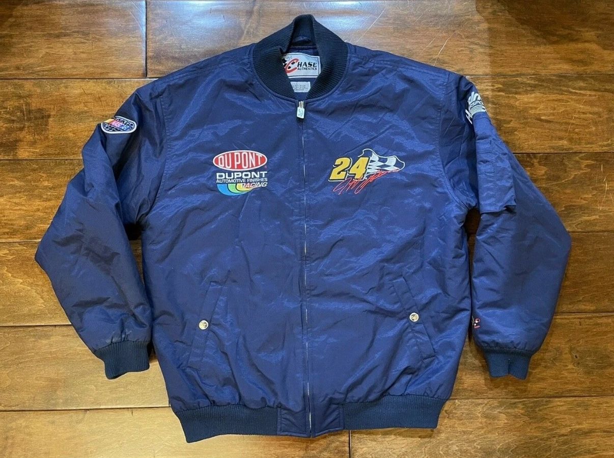 Jeff Gordon #24 Dupont Racing Nylon Full Zipper Jacket Mens Size Large NASCAR