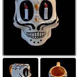 Dios De La Muerte Day of the Dead Ceramic Skeleton Skull Coffee Mug Tea Cup NEW.  20 oz. 