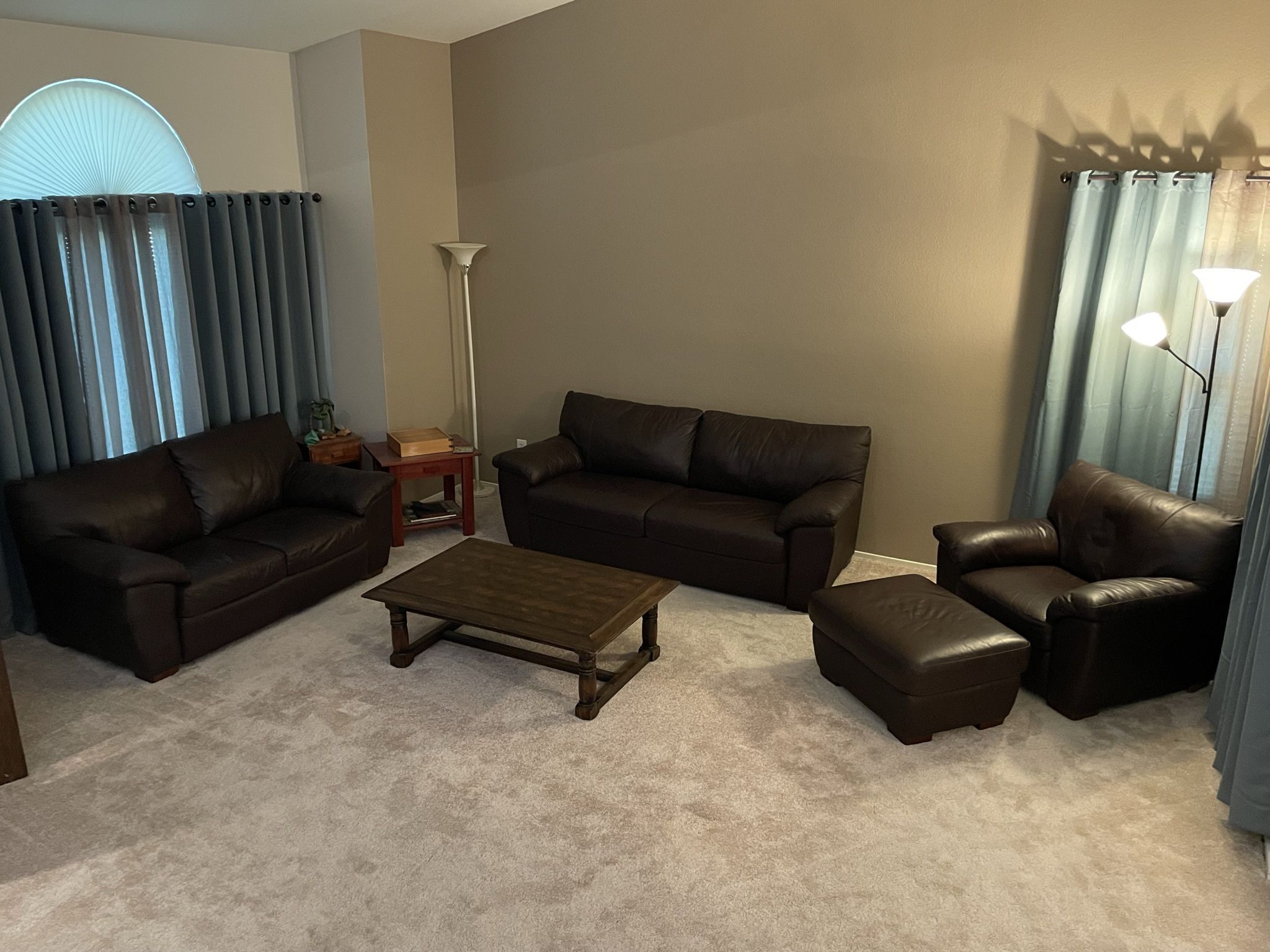 Leather Sofa Sleeper, Love Seat, Chair and Ottoman Set