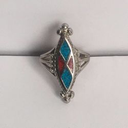 SILVER TONE MULTI COLOR RING SIZE 6