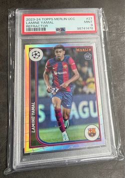 2023-24 Topps Merlin UCC Lamine Yamal #27 Refractor Rookie RC PSA 9
