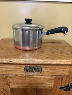  Vintage 3Qt Revere Ware Copper Bottom Saucepan With Lid.    P