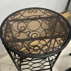 Iron Glass Top Wine Rack