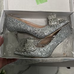 Silver Glitter Shoes Size 7