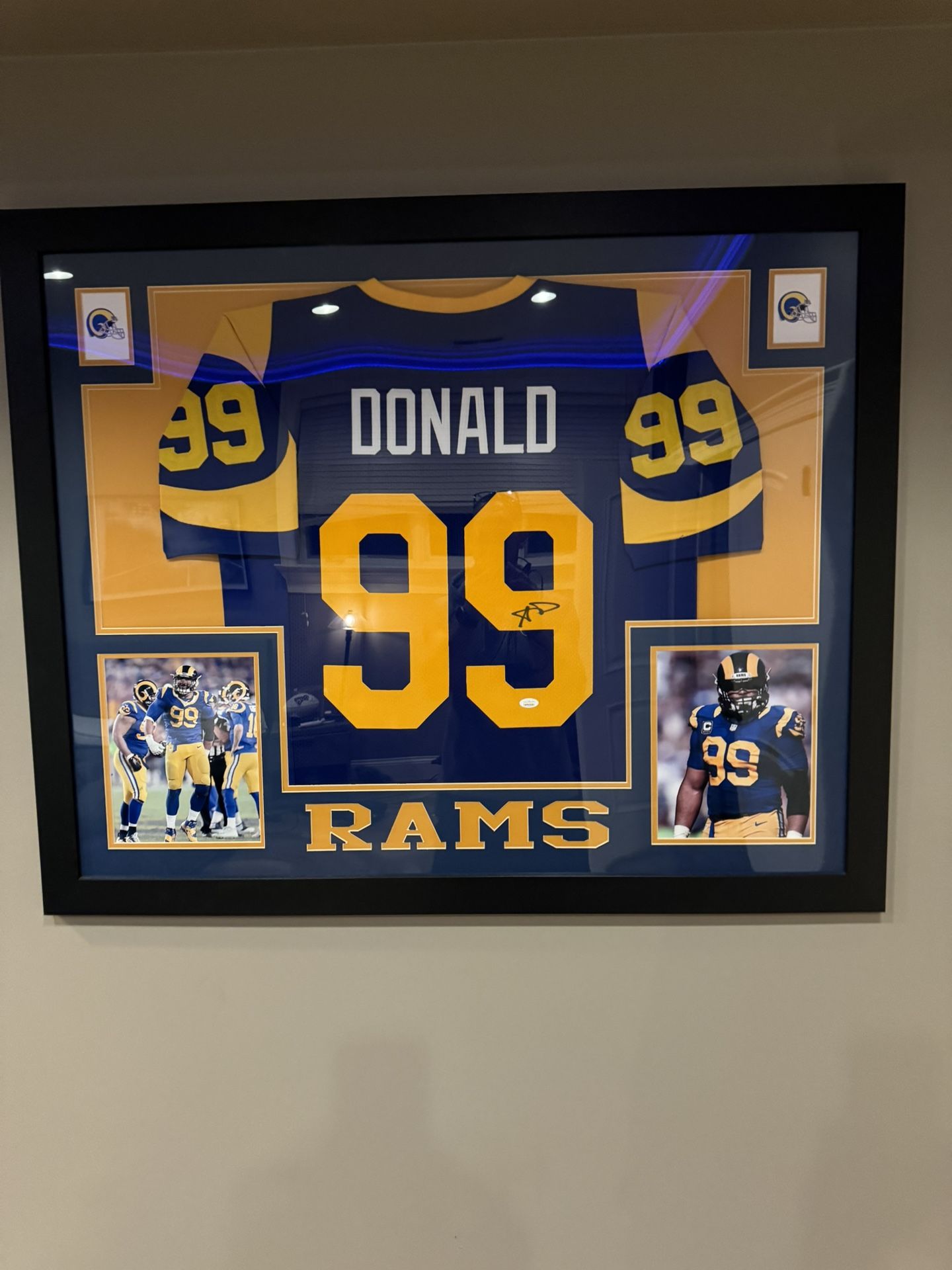 Framed And Autographed/Signed Aaron Donald Jersey