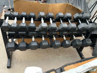 10-70lb hex rubber dumbbell set weights