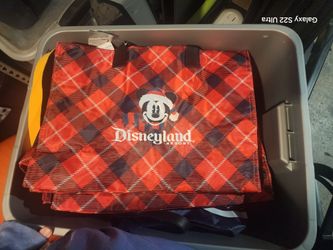 Disney Parks Mickey Mouse Holiday Christmas Red Black Plaid Tote Bag NEW