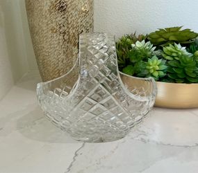 Dinnerware Crystal Waterford Powerscourt Basket with Handle. 10”L x 6” W x 8.5H