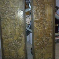 Chinese  Wood Panels Mid Century
