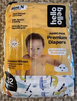 New One (1) Pack Hello Bello Diapers Size N Newborn (Up to 10 lbs) 32 Count