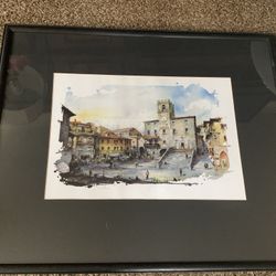 Framed and Signed Watercolor Print "A Weekend in Cortana"