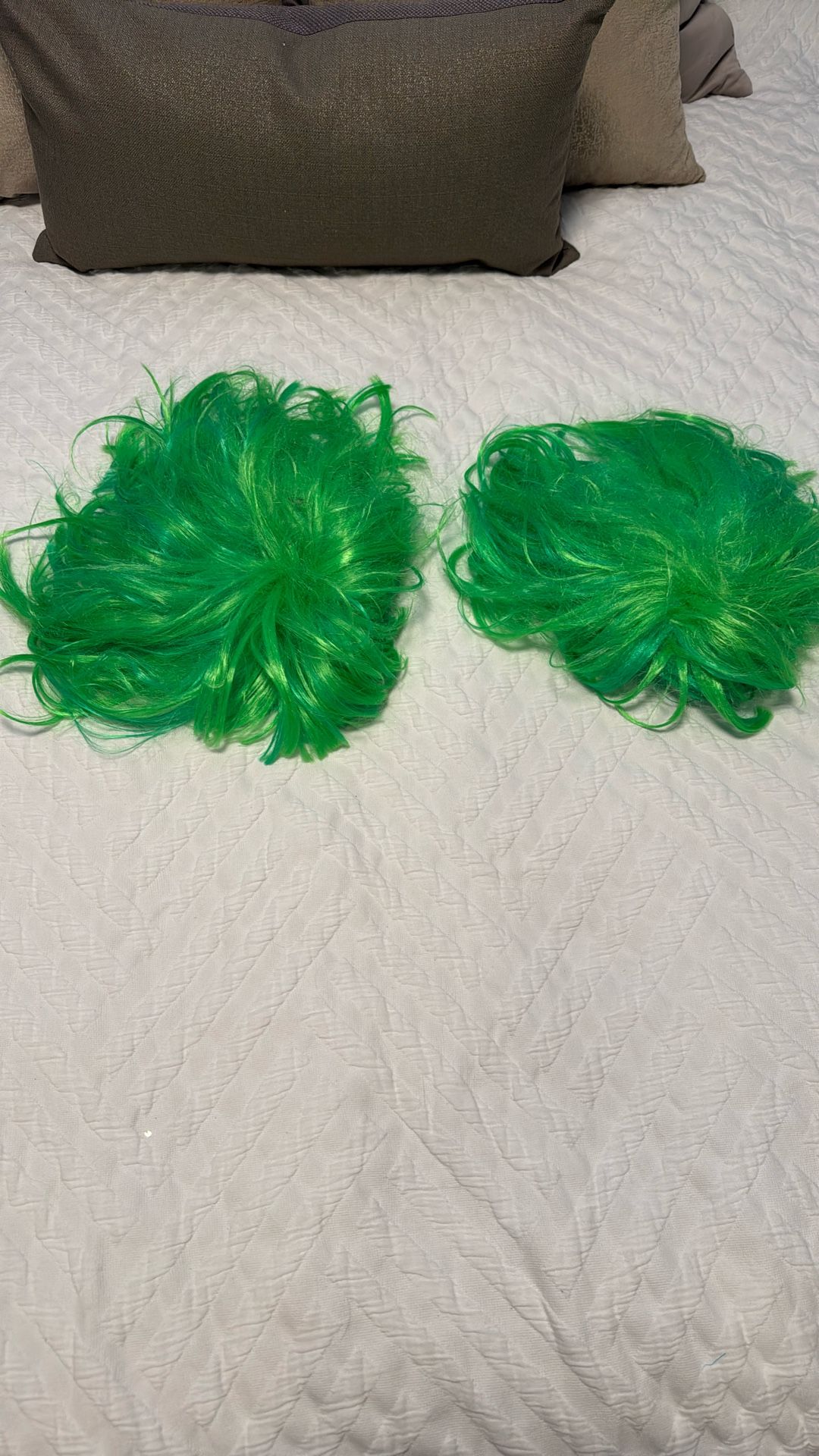 Two Identical Green Wigs