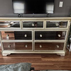 Large Mirrored-Glass Dresser
