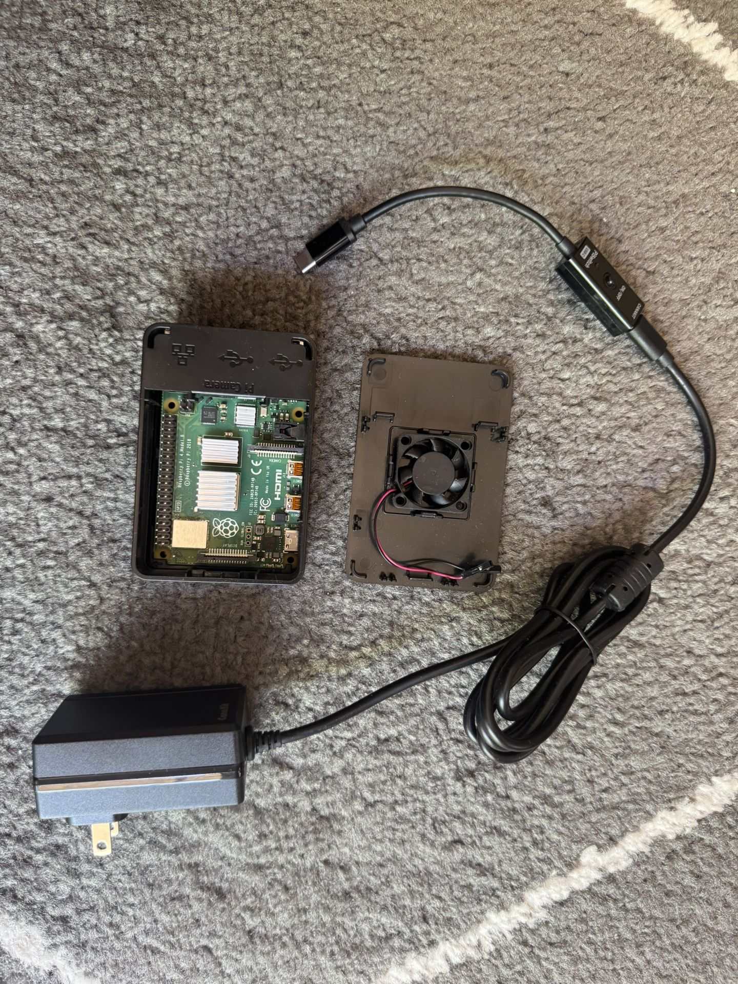 Raspberry Pi 4B 4GB Quad Core 64 Bit WiFi Bluetooth, Case, Power