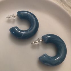 Blue chunky hoop earrings