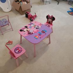 Minnie Mouse Disney Table And 2 Chairs
