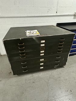 Large Metal Flat File Cabinet with Drawers