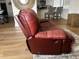 Red Leather Recliner Sofa