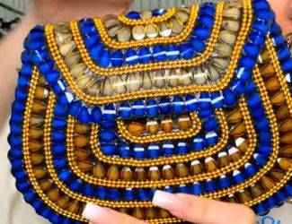 RAMLA × CaitieCo Cobalt Blue & Gold Jeweled Clutch — Exclusive