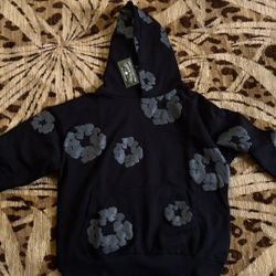 NEW DEMIN TEARS BLACK MONOCHROME HOODIE MENS M