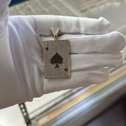 Gold ace of spades pendant with diamonds 10k gold