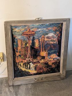 Picture Frame from Reclaimed Wood Window no Glass includes Seattle Prints