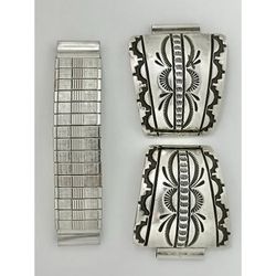 Vintage HY Henry Yazzie Navajo Native Sterling Silver 925 Watch Band and Tips