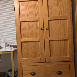 Versatile Solid Oak Storage Armoire / Cabinet