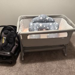 Baby Bassinet + Evenflo Infant Car Seat – Excellent Condition – Bundle – $130