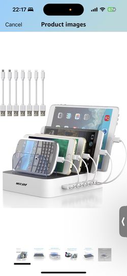 Charging Station for Multiple Devices : 5 Port Multi USB-A Charger Stations Multi-Device Organizer Charging Dock Designed for iPhone iPad Cell Phone T