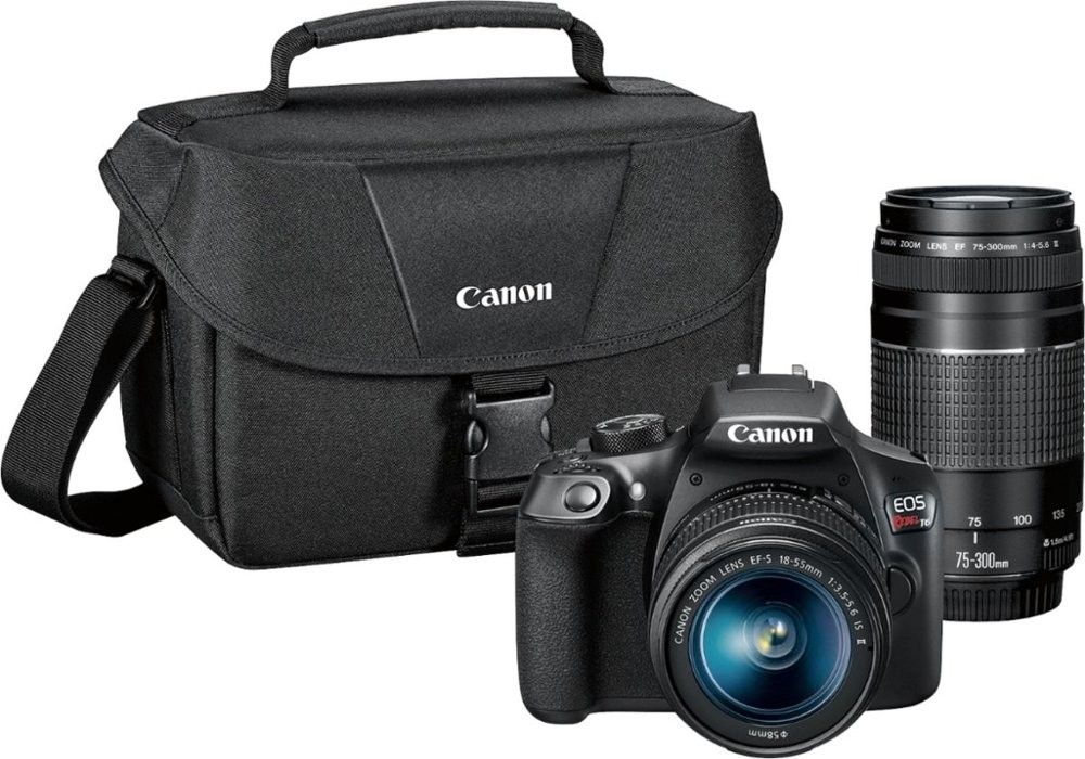 Canon - EOS Rebel T6 DSLR Camera with EF-S 18-55mm IS II and EF 75-300mm III lens - Black