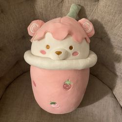 Cute Strawberry Boba Tea Plushy 