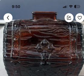 Vintage Amber Glass Treasure Chest Piggy Bank