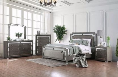 Brand New 4 PC Grey/Mirror Bedroom Set