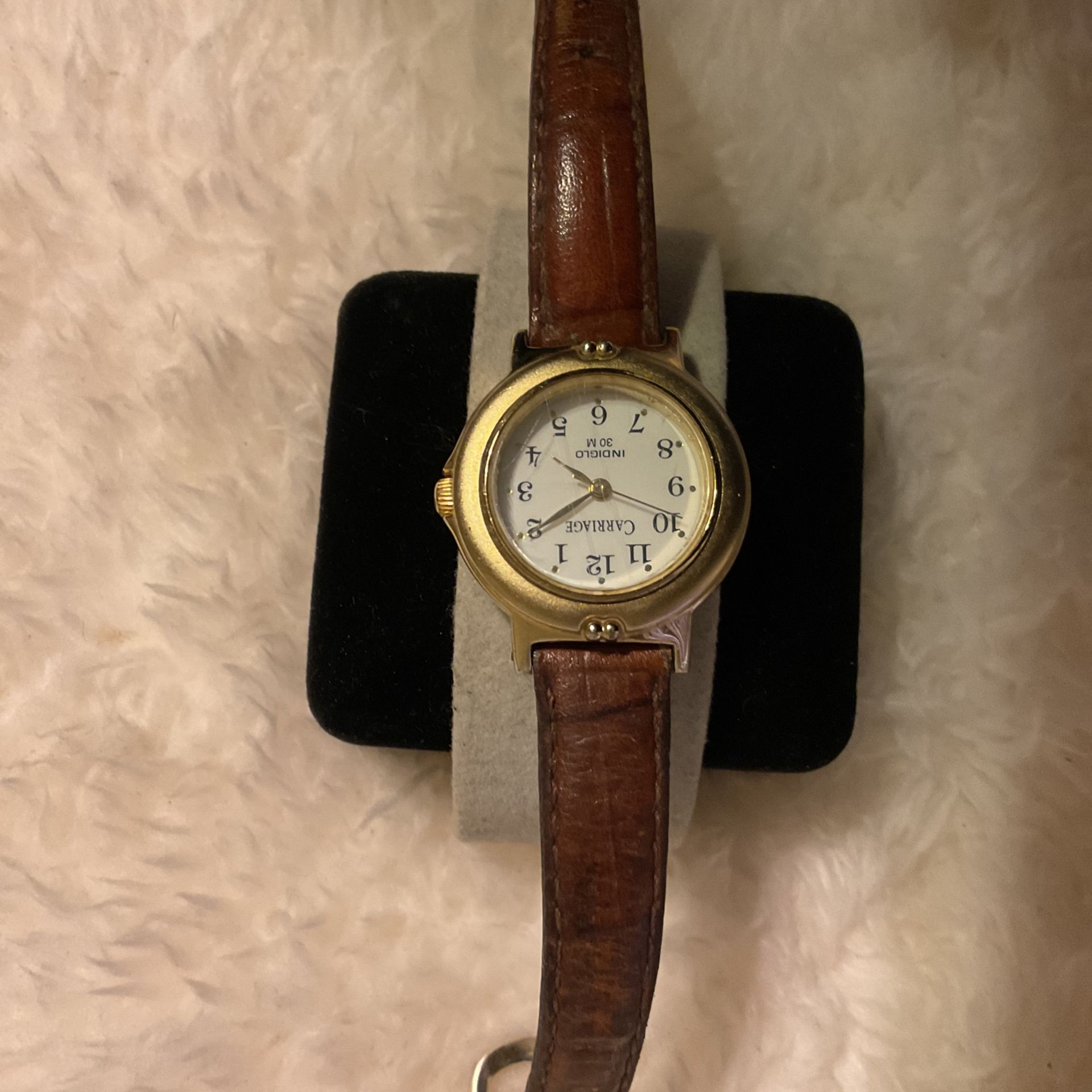 Vintage CARRIAGE INDIGLO Watch With Brown Leather Band(TIMEX)