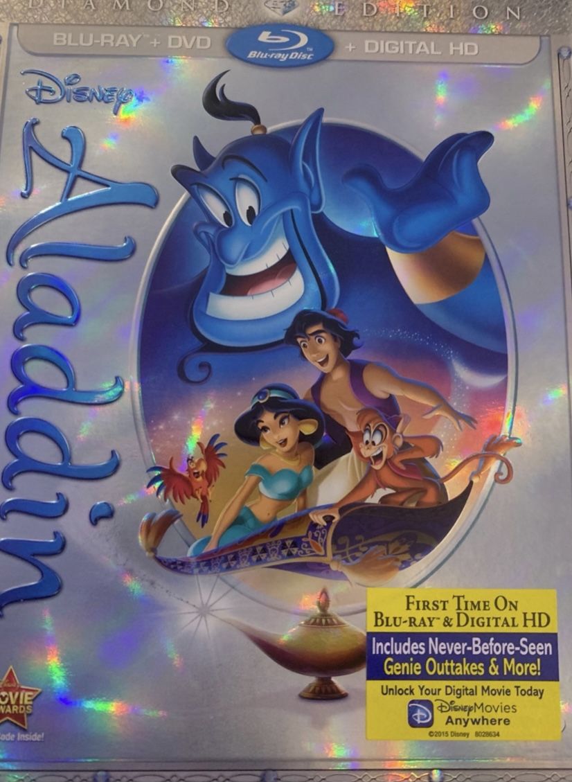 Disney’s ALADDIN Diamond Edition (Blu-Ray + DVD + Digital-1992) NEW!