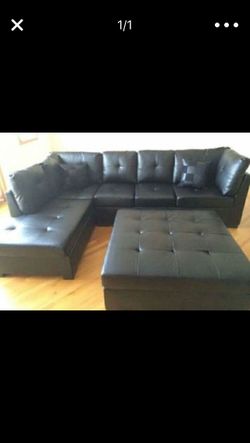 Black Leather Sectional!!Brand new free delivery