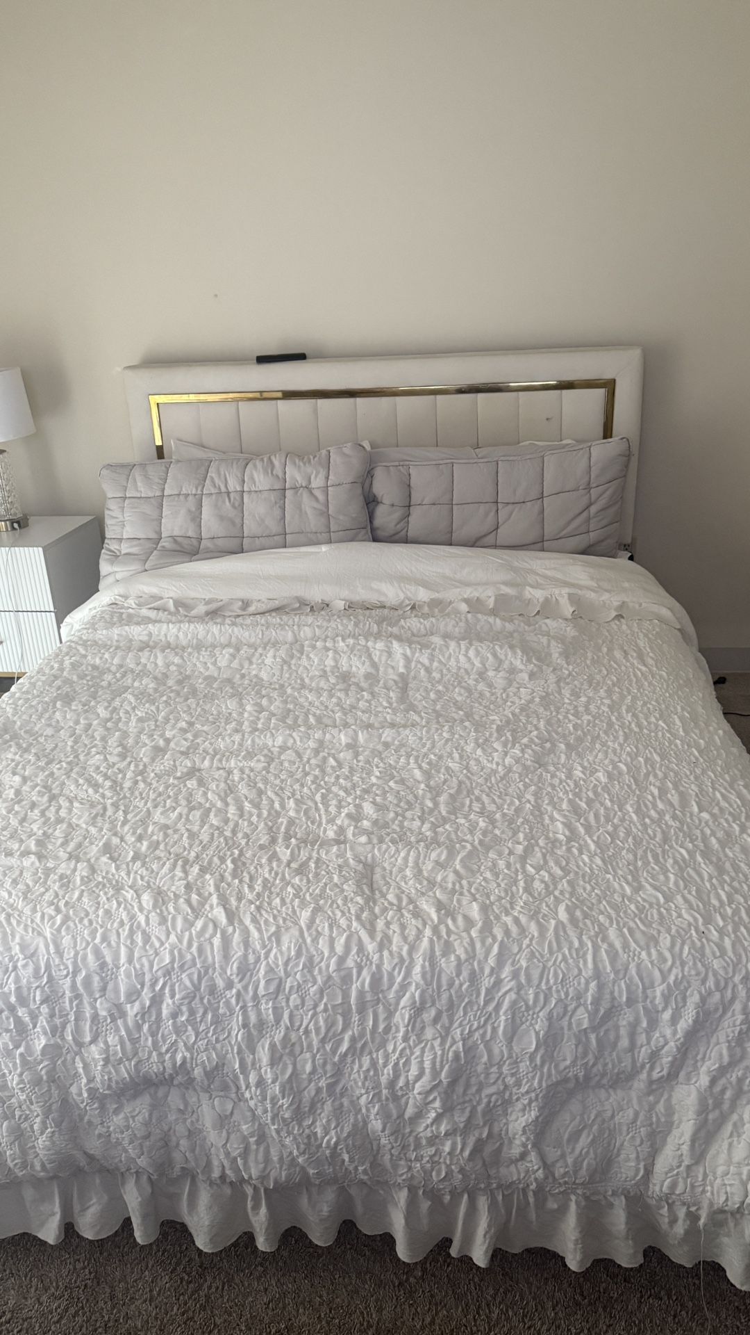 Queen Size White & Gold Bed Frame β $100
