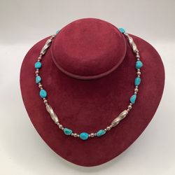 Sterling Silver Turquoise Stone Chain Necklace