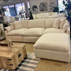 Beige Cloud Sectional Sofa New 4 Segments Washable And Stain Resistant NEW 