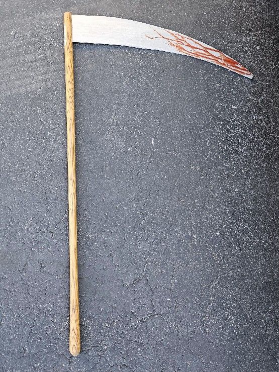 VINTAGE HOMEMADE BLOODY SICKLE HALLOWEEN PROP